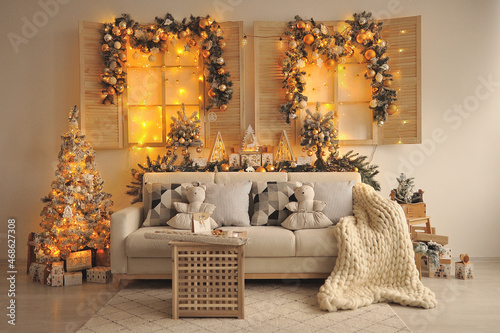 New Year interior in a rustic style
