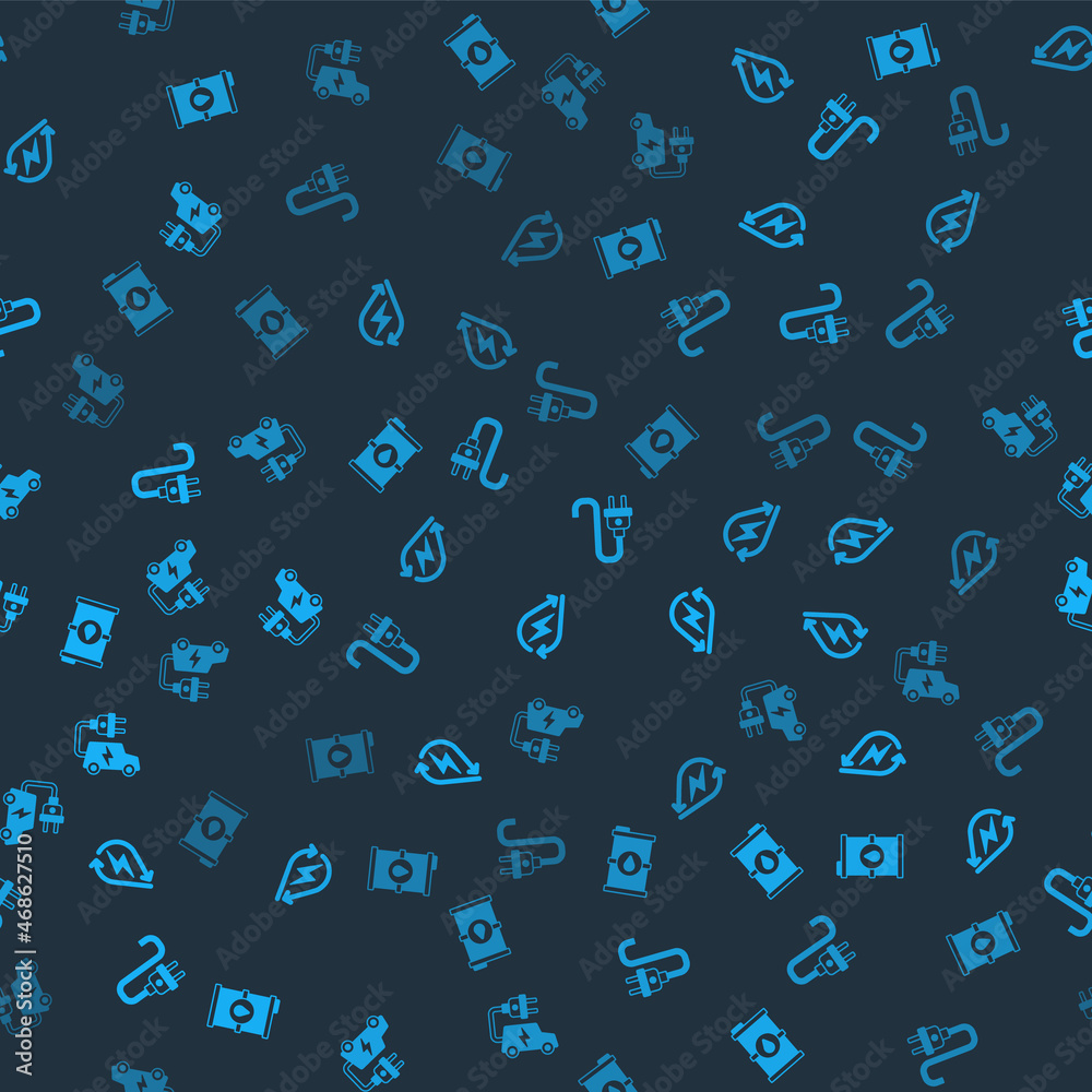 Set Bio fuel barrel, Water energy, Electric plug and car on seamless pattern. Vector Set Bio fuel barrel, Water energy, Electric plug and car on seamless pattern. Vector