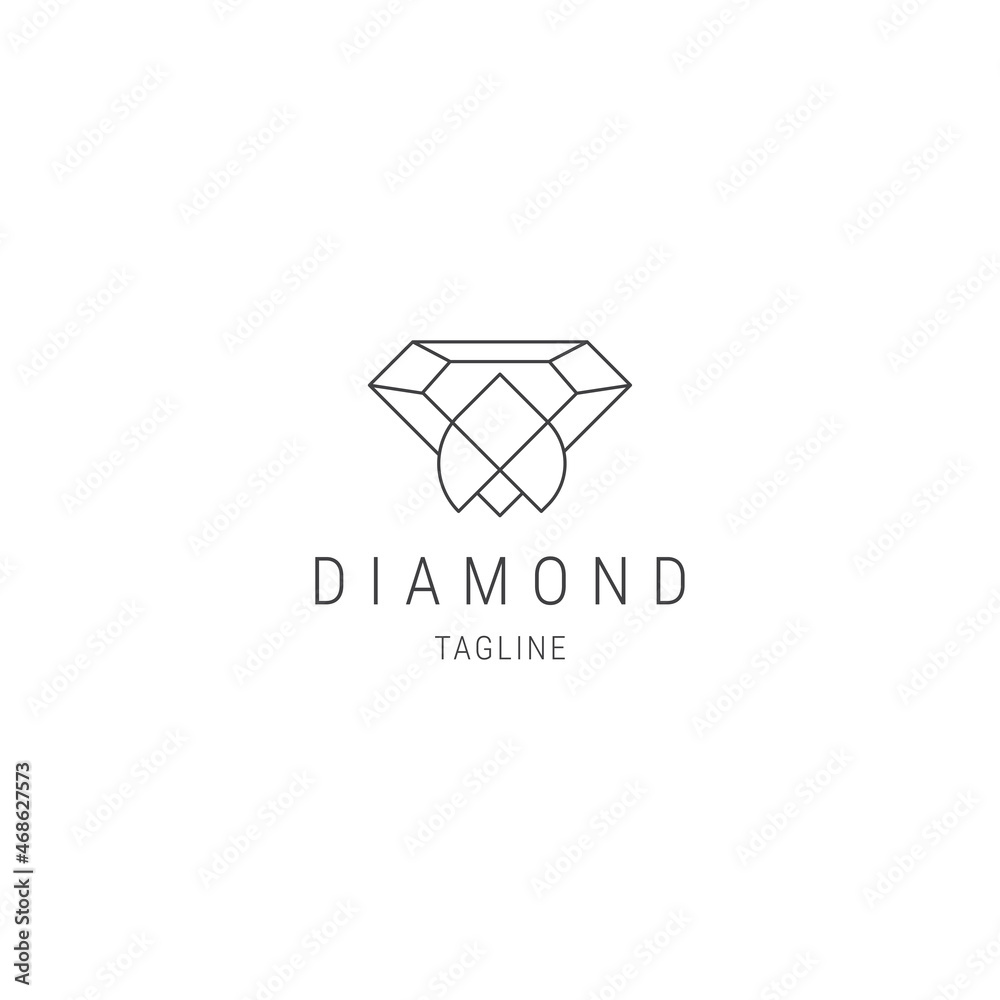Naklejka premium Diamond line art logo design
