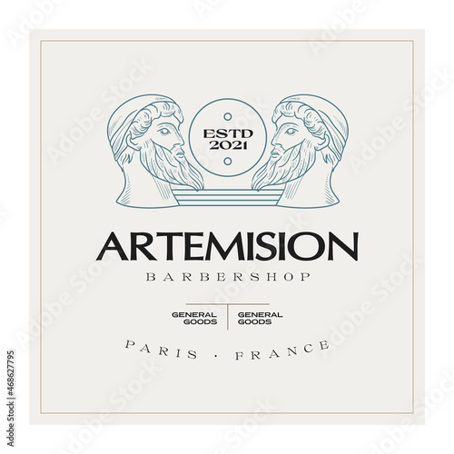 Antique Greek classic statues vector logo. Modern tattoo and logotip. Hand drawn mythical trendy Vector