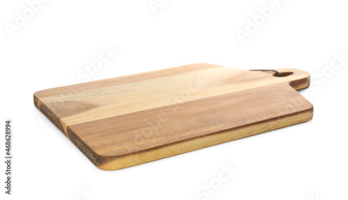 Wooden cutting board isolated on white. Cooking utensil