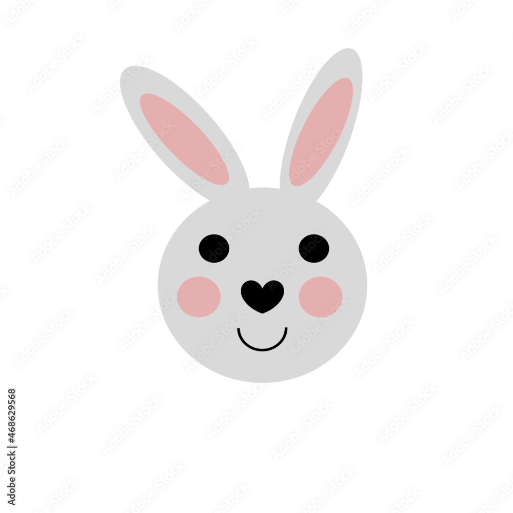 Head of a cute bunny. The design is suitable for t-shirt, poster, postcard, Head of a cute bunny. The design is suitable for t-shirt, poster, postcard,