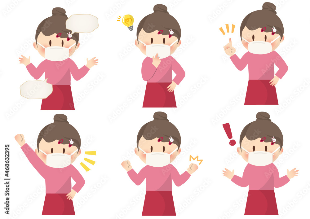 Girls with various gestures, with masks,さまざまな仕草の女子,マスクあり Girls with various gestures, with masks,さまざまな仕草の女子,マスクあり