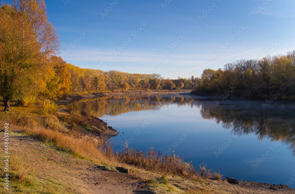 autumn landscape with lake