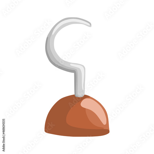 Pirate's hook isolated on white background.