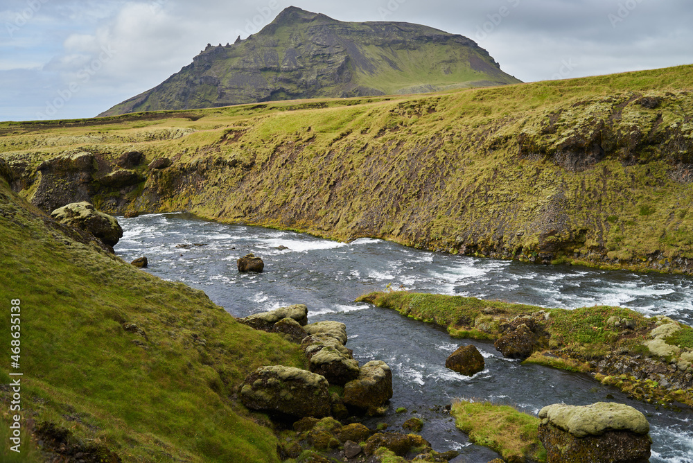 Green Hill and river, Landmannalaugar National Park, Iceland Green Hill and river, Landmannalaugar National Park, Iceland