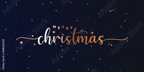Merry Christmas Text Lettering hand written calligraphic luxury gold text isolated on black background vector illustration. usable for web banners, posters and greeting cards