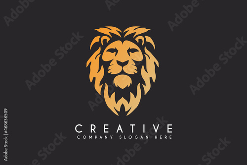 lion vector logo design isolated on black background