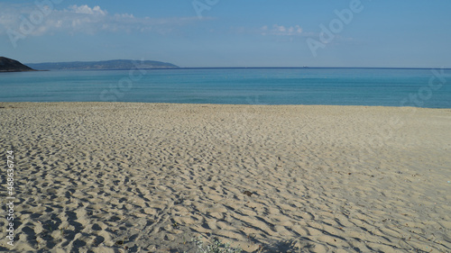 Beautiful sandy beach of Simos with crystal clear turquoise sea and natural sand dunes  Elafonisos island  Peloponnese  Greece