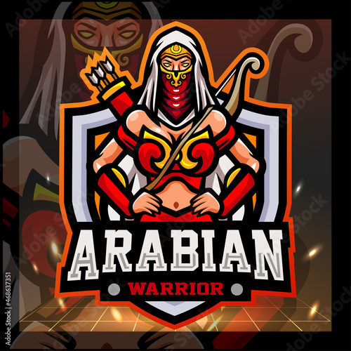 Arabian archer girls mascot. esport logo design