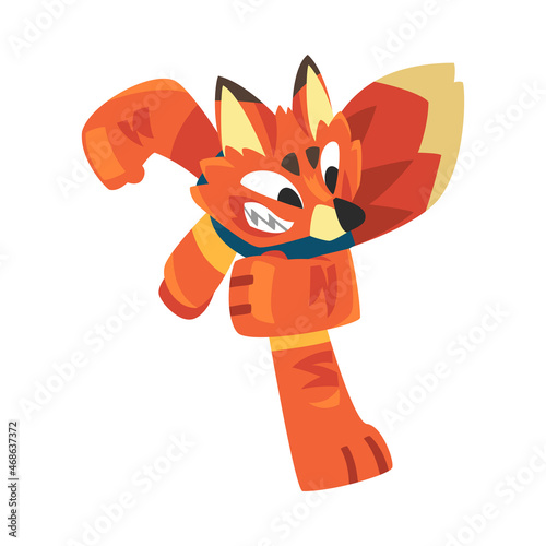 Orange Fox in Sportswear Running or Jogging Doing Sport Vector Illustration