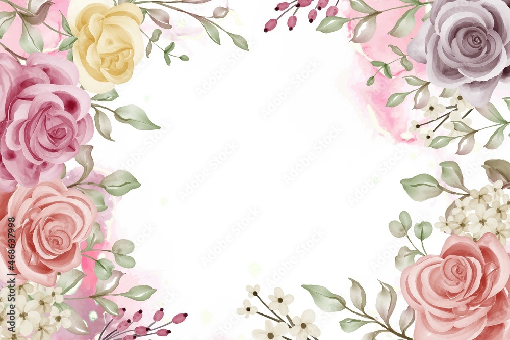 Background Floral Rose Frame Flower Soft Watercolor