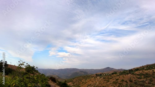 Majestic Moroccan landscape and beautiful blue sky background, moroccan mountain photo