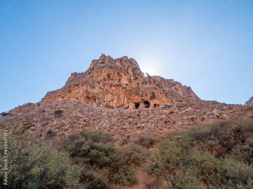 Wadi, Dry Gorge with some plants and trees Wadi, Dry Gorge with some plants and trees