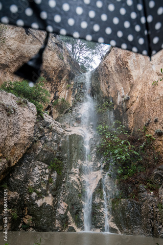 Waterfall and rain photo