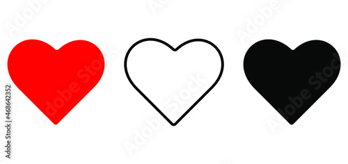 Heart icons, concept of love, linear icons thin grey line.Vector