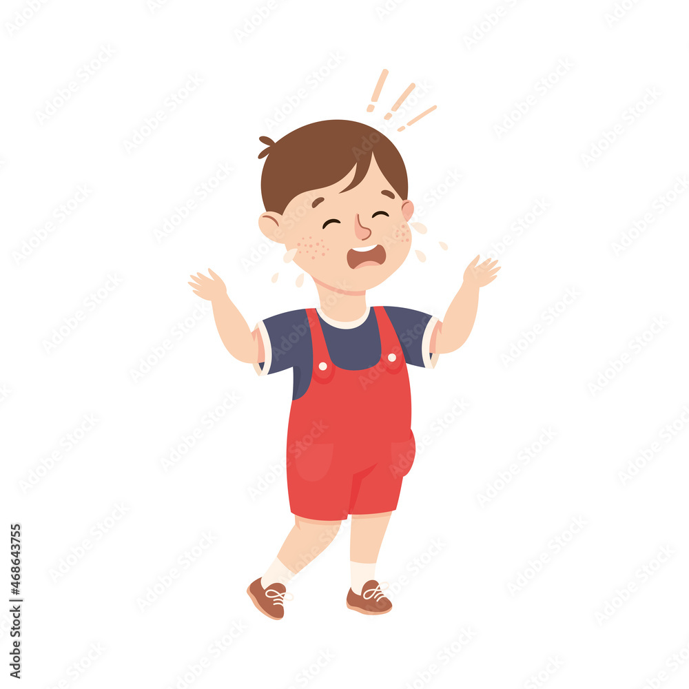 Little Boy Crying Out Loud Feeling Unhappy Vector Illustration Little Boy Crying Out Loud Feeling Unhappy Vector Illustration