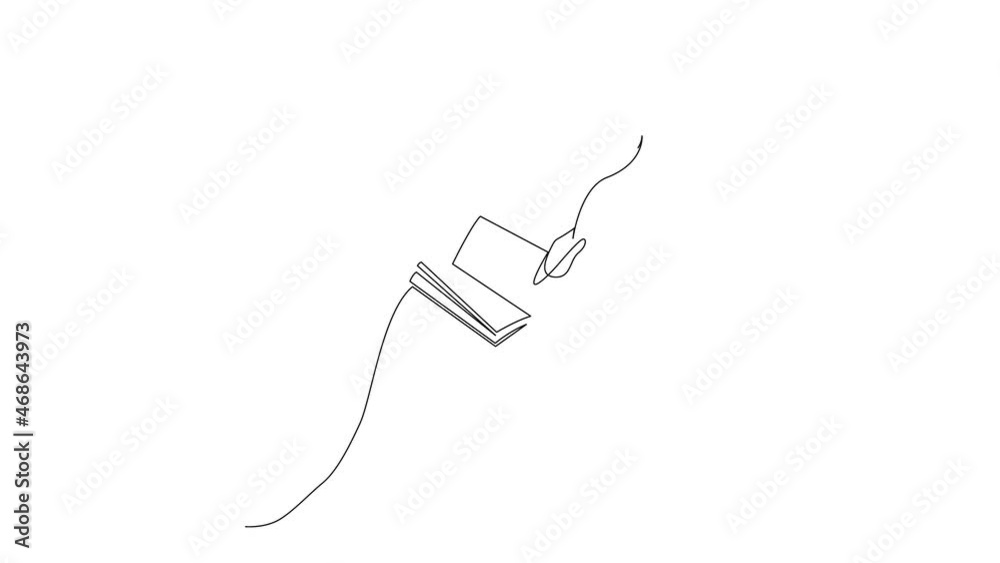 Self drawing line animation of continuous line drawing of woman reading book. 4K video Self drawing line animation of continuous line drawing of woman reading book. 4K video