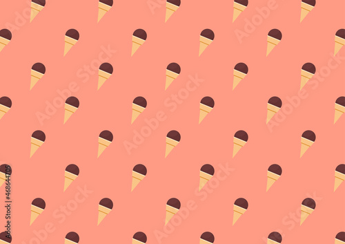 Ice cream cone pattern wallpaper. Chocolate ice cream cone icon vector.
