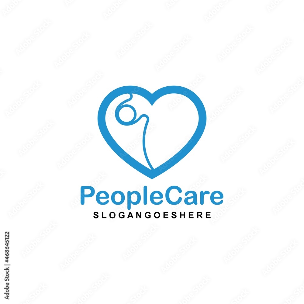 People Care Heart Shaped Logo Design Template. Symbol of care for fellow human beings, solidarity human concept vector illustration, humanitarian activities