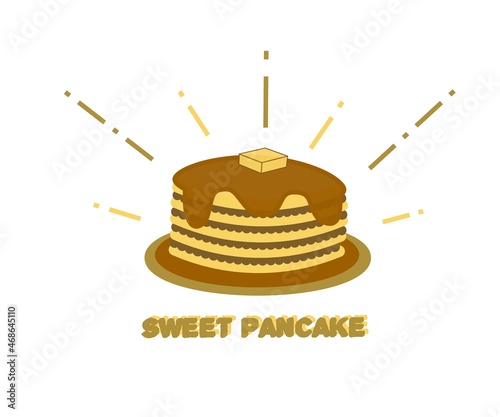 Sweet pancake logo. Pancakes icon. Pancakes background. Vector design illustration.