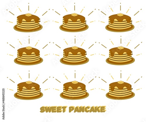 Sweet pancake logo. Pancakes icon. Pancakes background. Vector design illustration.