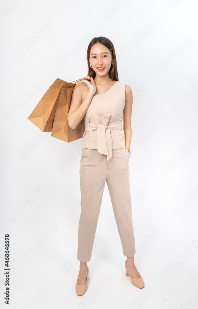 A series of photo collection focusing on the moments, expression and gestures of an asian office lady with brown shopping bag that also look like delivery bag. All are full body, high resolution shots A series of photo collection focusing on the moments, expression and gestures of an asian office lady with brown shopping bag that also look like delivery bag. All are full body, high resolution shots