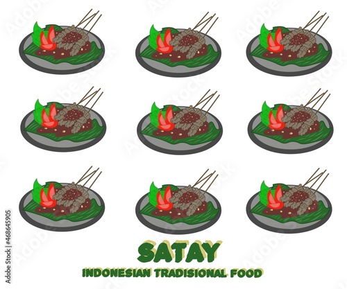Satay meat logo. Satay meat icon. Vector design illustration. satay is a traditional food from Indonesia.