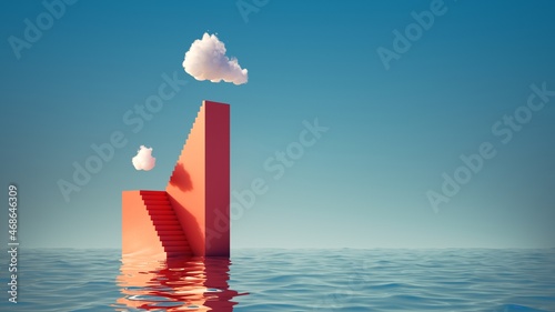 Foto 3d render, Surreal seascape