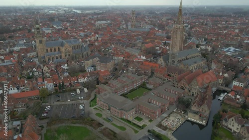 Aerial of Site Oud Sint-Jan and churches in Bruges photo