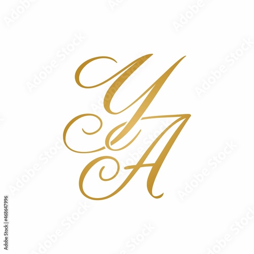YZ logo initials monogram elegant gold color