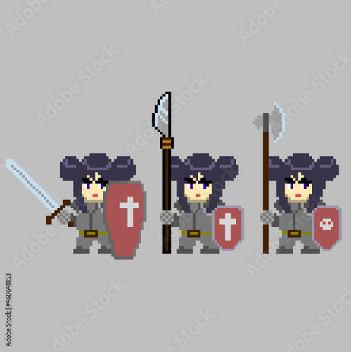 Set of pixel characters in art style