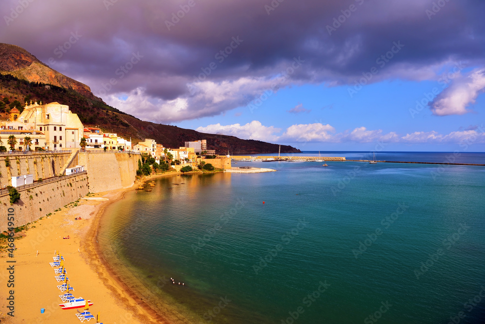 coastal landscape in Castellammare del golfo Sicily Italy