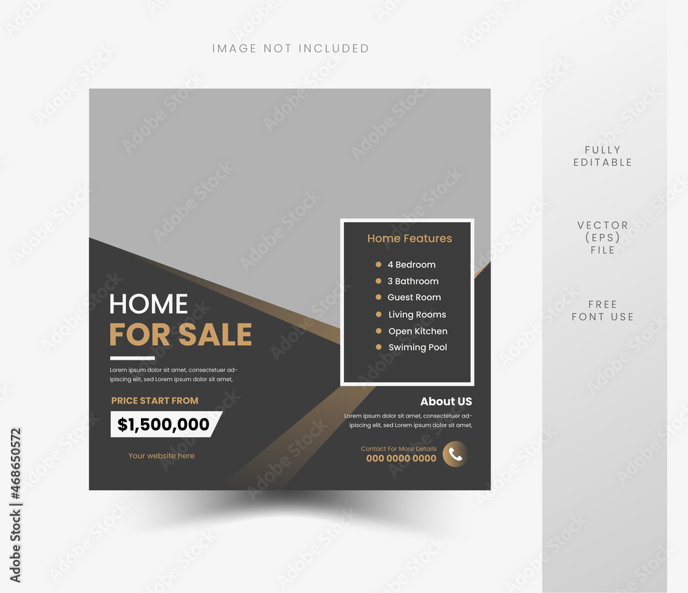 Obraz premium Real estate social media post design template for advertising marketing