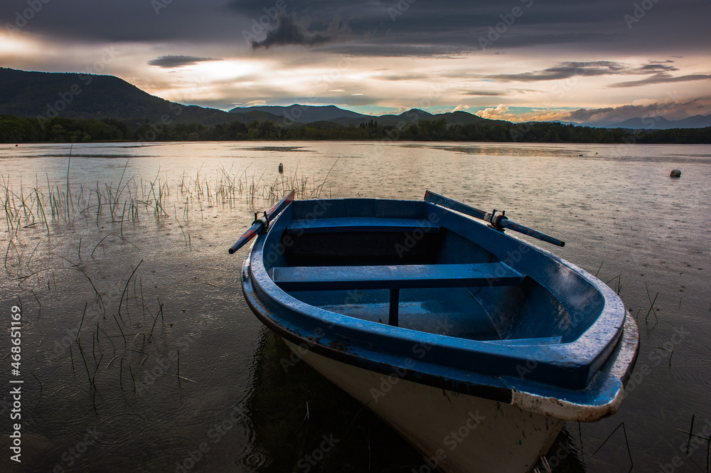 Boats on the banks of the Spanish lake of Banyoles