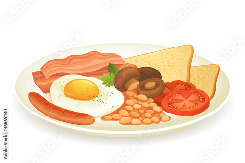 Full English breakfast vector illustration