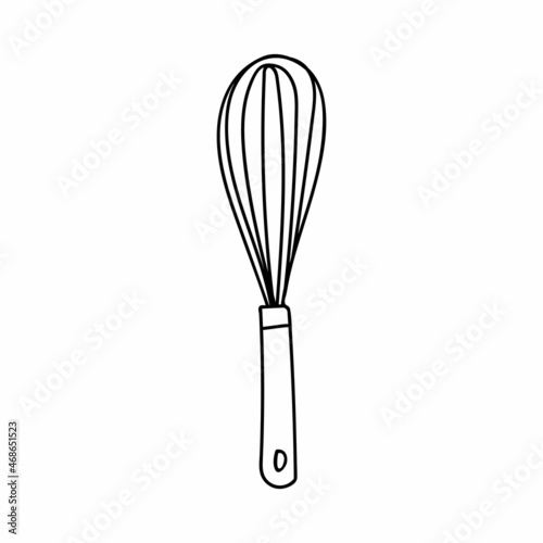 Doodle wire whisk icon in vector. Hand drawn wire whisk icon in vector