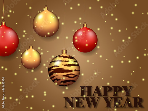 postcard new year 2022 shiny balls