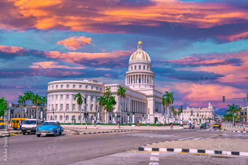 Canvas Print The Capitolio of Havana Cuba. Digital Enhancement
