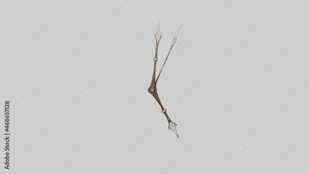 the hands of the clock are spinning on a white background. vintage hour hands. loop abstract background. 3d render the hands of the clock are spinning on a white background. vintage hour hands. loop abstract background. 3d render