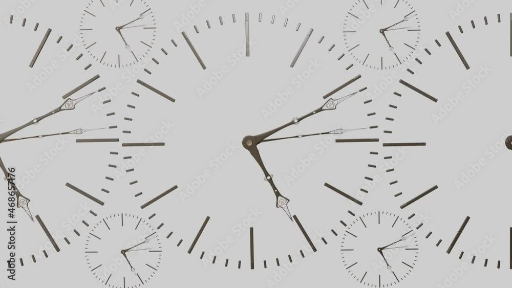 the hands of the clock revolve on the white dial. vintage hour hands. loop abstract background. 3d render the hands of the clock revolve on the white dial. vintage hour hands. loop abstract background. 3d render