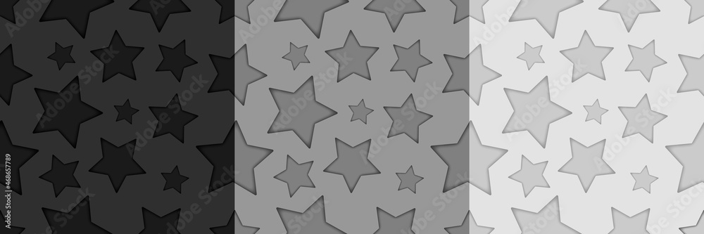 Seamless stars background pattern with cut paper effect. abstract vector collection. set of light, gray, dark Seamless stars background pattern with cut paper effect. abstract vector collection. set of light, gray, dark