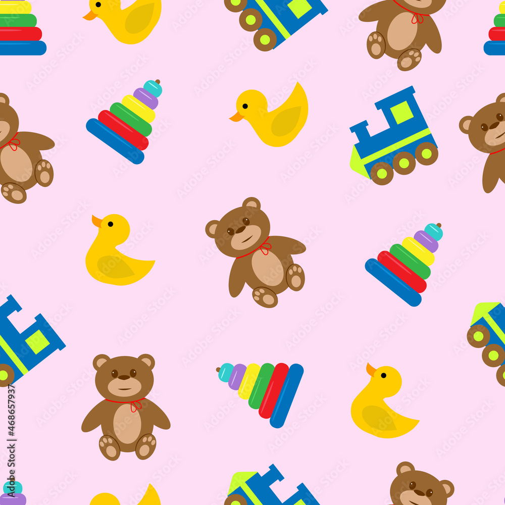 baby vector elements for kids, seamless pattern, vector illustration