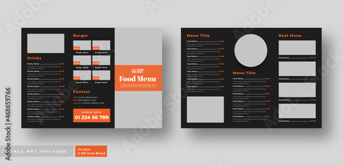 Food menu trifold brochure or restaurant cafe menu template