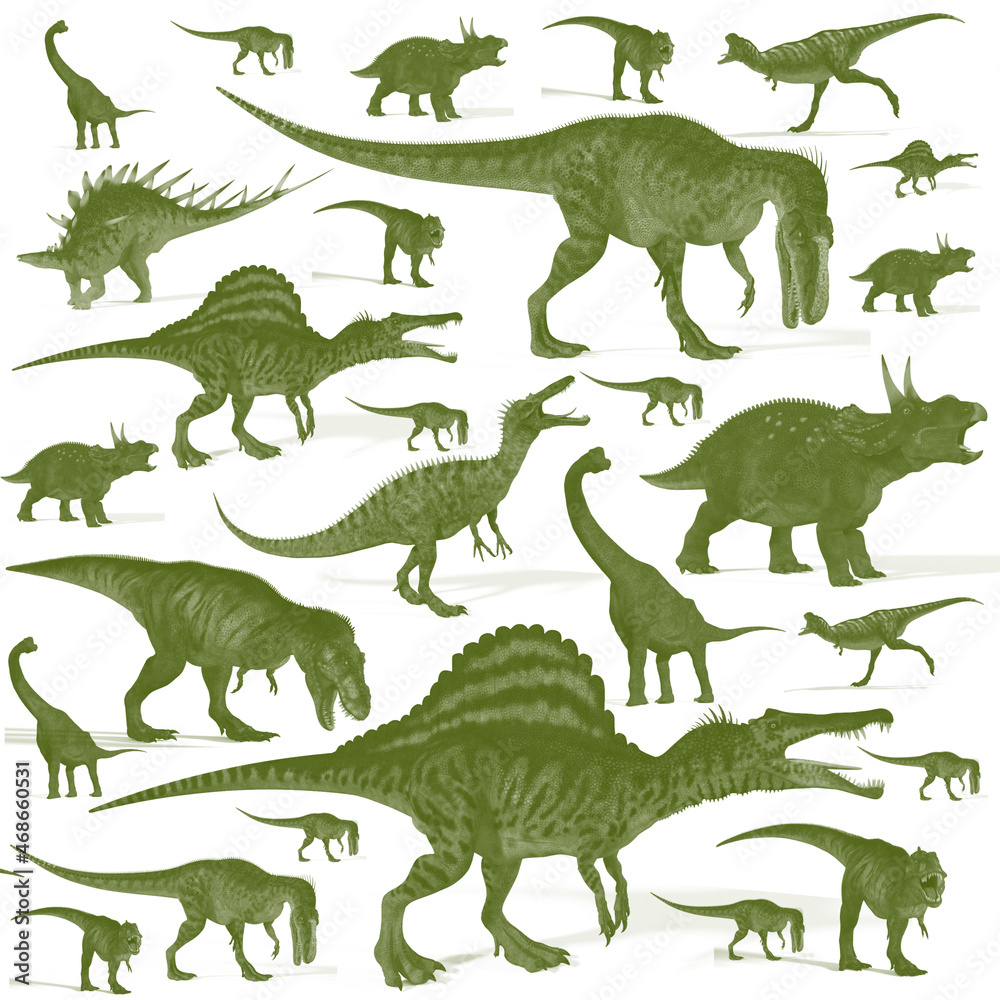 Fototapeta premium dinosaurs illustration, print for kids, dinosaur collection, textile, background