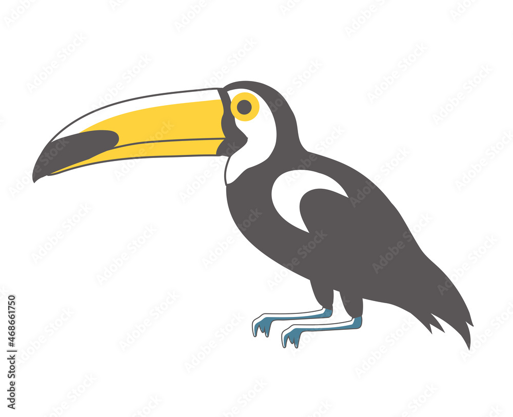 Naklejka premium オニオオハシのカット イラスト主線 夏のイメージのシンプルで可愛いイラスト アイコン