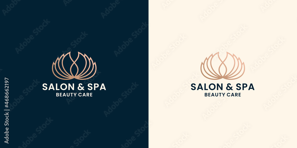 feminine beauty lotus spa logo design vector