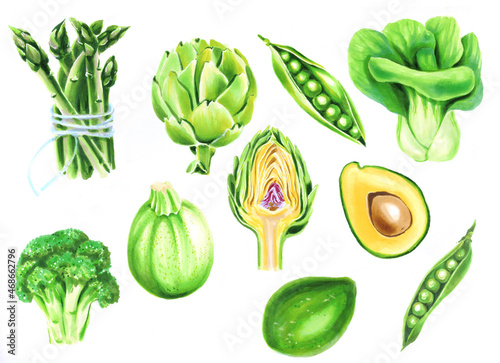 set of vegetables isolated on white