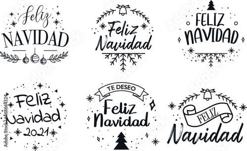 Merry Christmas (Feliz Navidad) - Calligraphy phrase for Christmas. Hand drawn lettering for Xmas greetings cards, invitations.