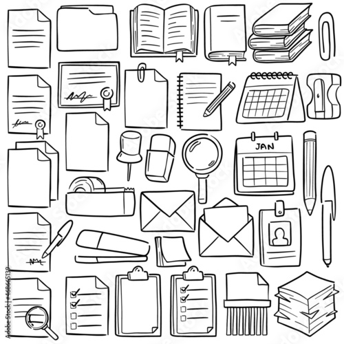 Office Supplies Doodle Set (ID: 468665139)